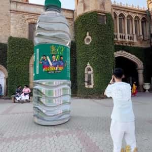 Bottled Water Installation at Castle in a fake-out-of-home ad of Bisleri