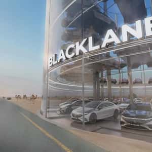 Car Showroom Appears on Highway in a fake-out-of-home ad of Blacklane