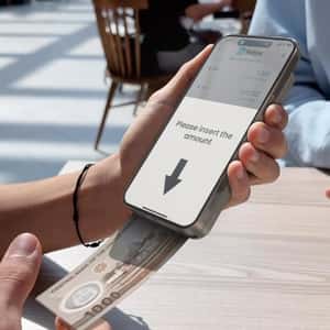 Bill Deposited on Smartphone in a fake-out-of-home-ad of Botim
