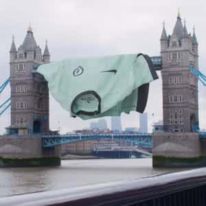 Jersey Hanging at Tower Bridge in a fake-out-of-home ad of Chelsea FC