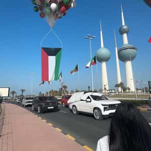 Balloons Carry the Flag of Kuwait in a fake-out-of-home ad of Chevrolet