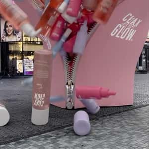 Case Unzips Beauty Products in a fake-out-of-home ad of Clay and Glow