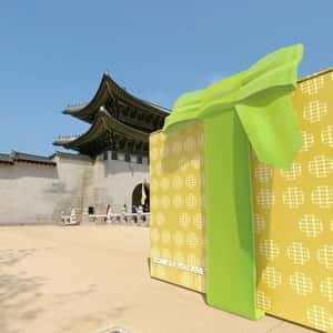Gift Box Unfolds at Plaza in Korea in a fake-out-of-home ad of Crocs