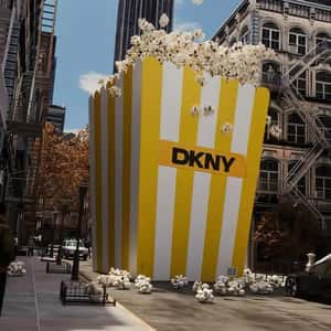 Popcorn Overflows on the Street in a fake-out-of-home ad of DKNY