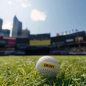 Statue of Liberty Hits a Baseball in a fake-out-of-home ad of DKNY