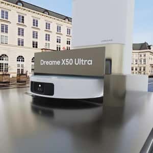 Robotic Vacuum Display at the Street in a fake-put-of-home ad of Dreame