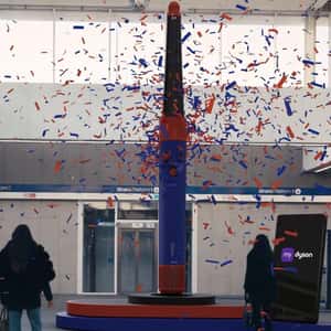 Confetti Swirling on Hair Styler in a fake-out-of-home ad of Dyson