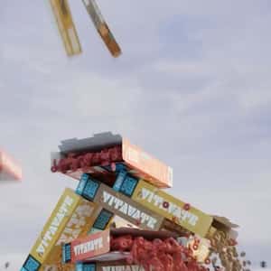 Cereals Overflow at Supermarket in a fake-out-of-home ad of VitaVate