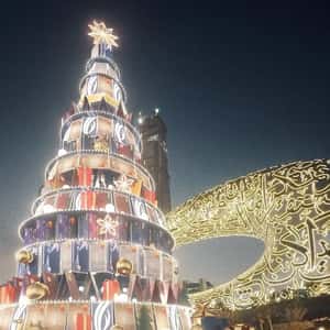 Christmas Tree Made of Credit Cards in a fake-out-of-home ad of Emirates NBD