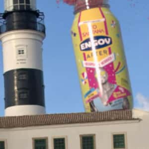 Bottle Tumbles Spilling Glitters in a fake-out-of-home ad of Engov