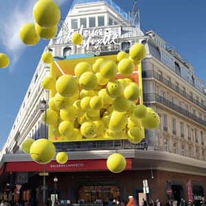 Billboard Releases Smiley Faces in a fake-out-of-home ad of Galeries Lafayette