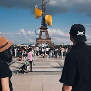Sunglasses Spiraling at Eiffel Tower in a fake-out-of-home ad of Glorify Unbreakable
