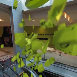 Beauty Products Floats at Shopping Mall in a fake-out-of-home ad of Gold Apple