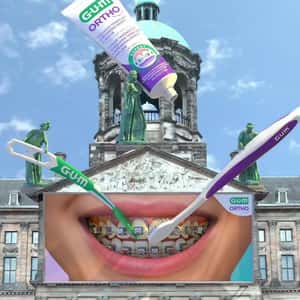 Oral Cleaning on Billboard in a fake-out-of-home ad of Gum