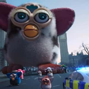 Furby Toys Invades the City in a fake-out-of-home ad of hey Dude