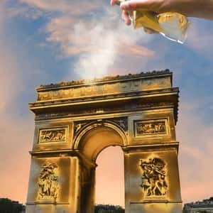 Landmarks Turned Gold in a fake-out-of-home ad of Jean Paul Gaultier