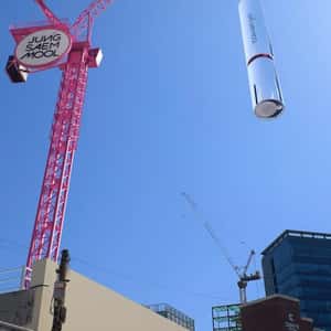 Lipstick Falls from Crane in a fake-out-of-home ad of JUNG SAEM MOOL