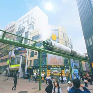 Mist Bottle Train on Railway in a fake-out-of-home ad of JUNG SAEM MOOL