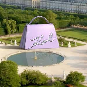 Handbag Display in the Garden in a fake-out-of-home ad of Karl Lagerfeld Handbag