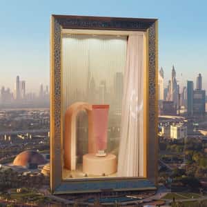 Cosmetics Unveiled at Dubai Frame in a fake-out-of-home ad of Kay Beauty by Katrina