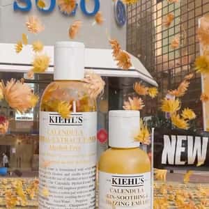 Flowers Rain Over Toner in a fake-out-of-home ad of Kiehl's