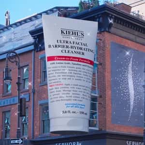Cleanser Spills Cream in a fake-out-of-home ad of Kiehl's