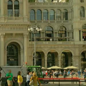 Boots Hover Above Shopping Arcade in a fake-out-of-home ad of Lemon Jelly