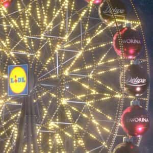 Ferris Wheel with Christmas Ornaments in a fake-out-of-home ad of Lidl