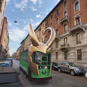 Tram Wear Golden Helmet in a fake-out-of-home ad of Marvel