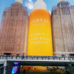 Face Serum Emerges Between Buildings in a fake-out-of-home ad of Lumene