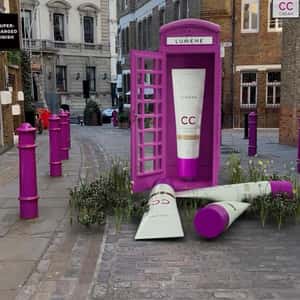 CC Cream Falls on Phone Booth in a fake-out-of-home ad of Lumene