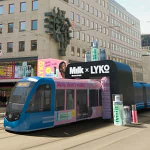 Tram Gets Carwash Makeover in a fake-out-of-home ad of LYKO