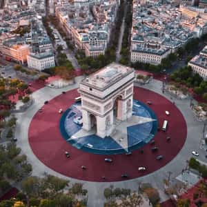 Captain America Shield-Themed Roundabout in a fake-out-of-home ad of Marvel