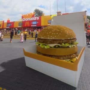 Burger Boxes Land on Festival Grounds in a fake-out-of-home ad of McDonald's