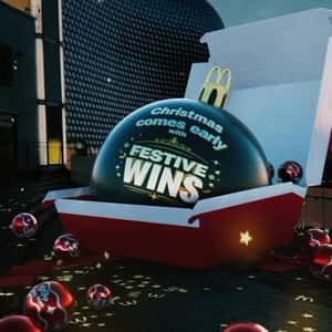 Christmas Balls Move on Wheels in a fake-out-of-home ad of McDonald's