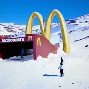 Brand-Themed Ski Ramp in a fake-out-of-home ad of McDonald's