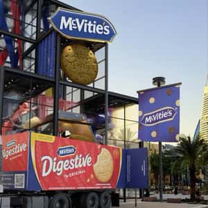 Big Biscuits Loaded onto Truck in a fake-out-of-home ad of McVitie's