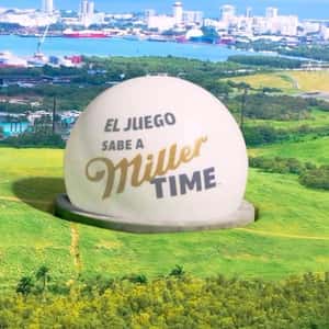 Sphere Screen Displays Sports Balls in a fake-out-of-home ad of Miller Lite
