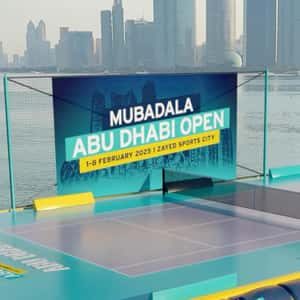 Yacht Tosses Ball with Robotic Racket in a fake-out-of-home ad of Mubadala