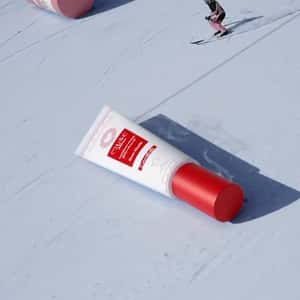 Beauty Items Glide Across Snow Park in a fake-out-of-home ad of Musc Intime
