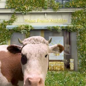 Daisies Bloom Over Storefront in a fake-out-of-home ad of Maison Francis Kurkdjian