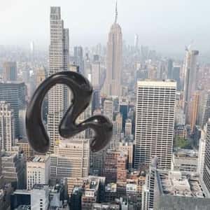 Logo Balloon Floats in NYC Skyline in a fake-out-of-home ad of RealSelf