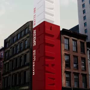 Lipstick Tower on Building in a fake-out-of-home ad of Maybelline