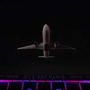 Drone Light Show at Stadium in fake-out-of-home promotional ad of Paris Saint-Germain