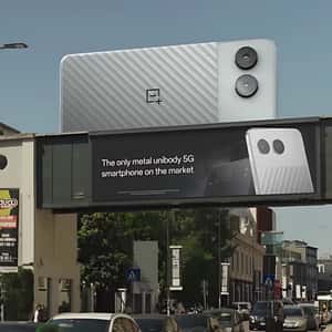 Phone Cruises the Street Like a Tram in fake-out-of-home ad of OnePlus