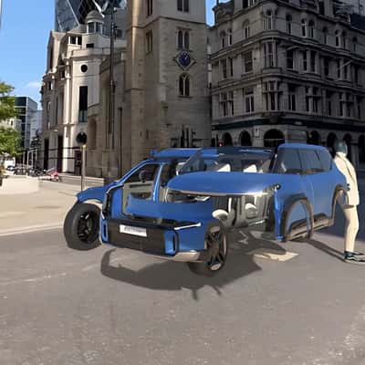 SUV Assembles in Optical Illusion in a fake-out-of-home ad of Kia