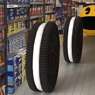 Pac-Man Chasing Cookies in Fake-out-of-home ad of Oreo