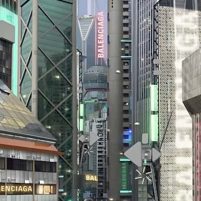 Futuristic City Architecture in a fake-out-of-home ad of Balenciaga