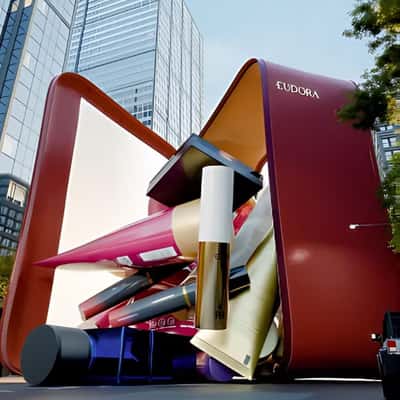 Beauty Products Spill on Street in a fake-out-of-home ad of Eudora