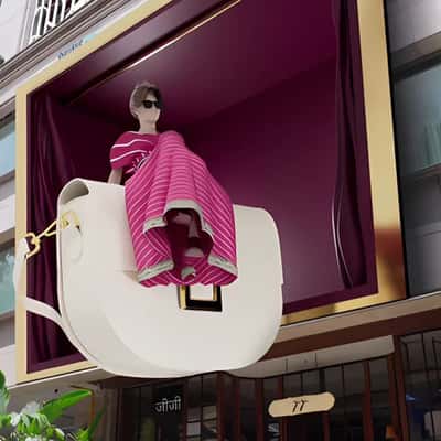 3D Window Display Opens at Café Façade in a fake-out-of-home ad of Nykaa